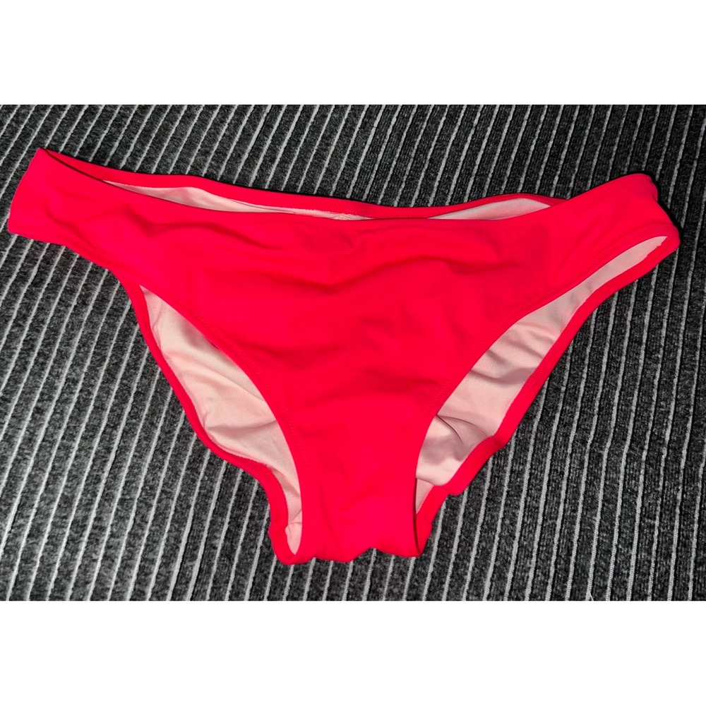 Shade & Shore Neon Pink Ruched Back Bikini Bottoms Medium Cheeky Swimwear